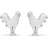 Boma Jewelry Sterling Silver Chicken Rooster Farm Animal Stud Earrings