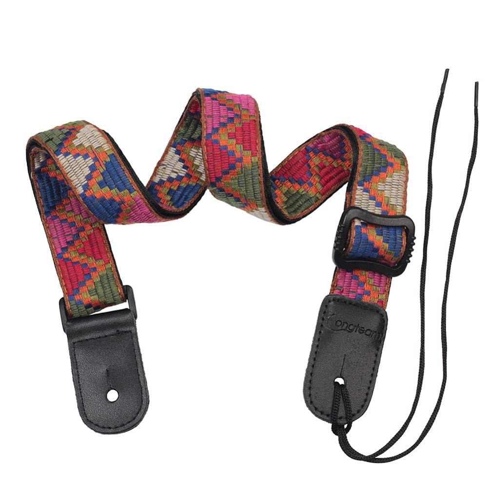 Adjustable Ukulele Strap,Nylon & Leather, Comfortable Fit for Adults & Kids, Secure Attachment, Vibrant Designs, 47.2 X 1.4 Inches
