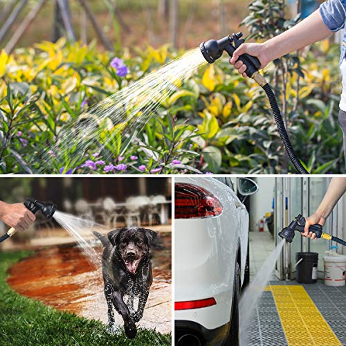 OWSOO 50 FT Expandable Garden Hose, Leakproof Water Hose with 8 Functions Sprayer, 3/4" Solid Brass Fittings, Double Latex Core, Extra Strength Fabric, No-Kink Lightweight Garden Hose for Watering