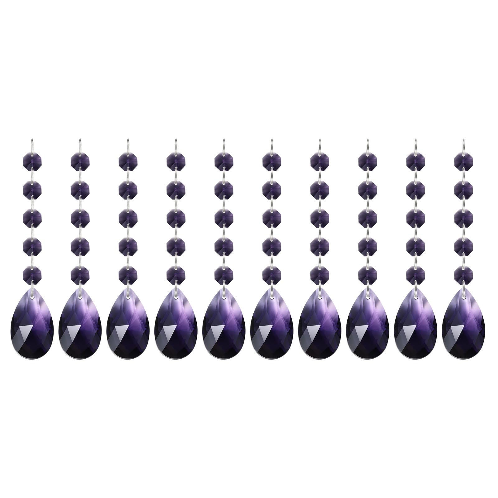 PATIKIL Teardrop Crystal Chandelier Pendants Beads, 10 Pack 145mm Length 38mm Chandelier Prisms Parts Ornaments Hanging Beads for DIY Arts Crafts Decoration, Violet
