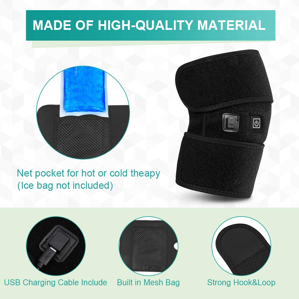 Knee Heating Pad, Heated Knee Brace Wrap for Hot and Cold Therapy to