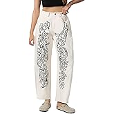 Kedera Embroidered Jeans for Women 2025 Baggy Boyfriend Jeans Barrel Leg Horseshoe Jeans Women Vintage Mid Rise Jeans