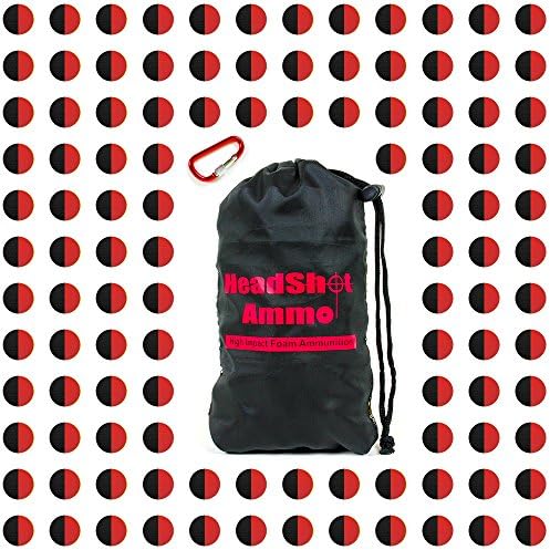 [110 Rounds] Nerf Rival Compatible Ammo by HeadShot Ammo - Bulk Red/Black Foam Bullet Ball Replacement Refill Pack for Apollo, Zeus, Khaos, Atlas, &amp; Artemis Blasters (High-Impact HIR - Red/Black)