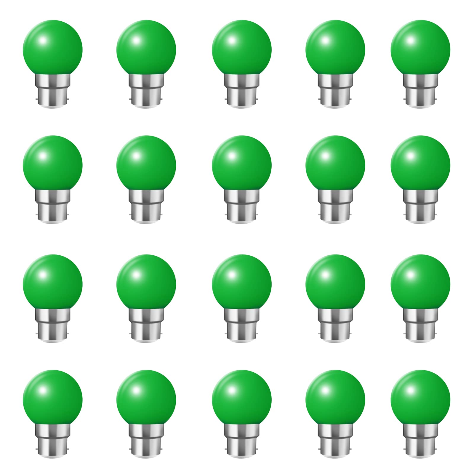 Coloured B22 Bayonet LED Small Golf Ball Bulbs,Fulighture Energy Saving Light Bulbs,2W=20W,for Outdoor Garden Patio,Halloween,Christmas Tree,Fairy Party Night Lights,20 Pack (Green)