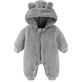 AiWMGL Newborn Baby Bear Outfit Suit Girls Boys Fleece Jumpsuit Romper Hooded Winter Snowsuit Clothes