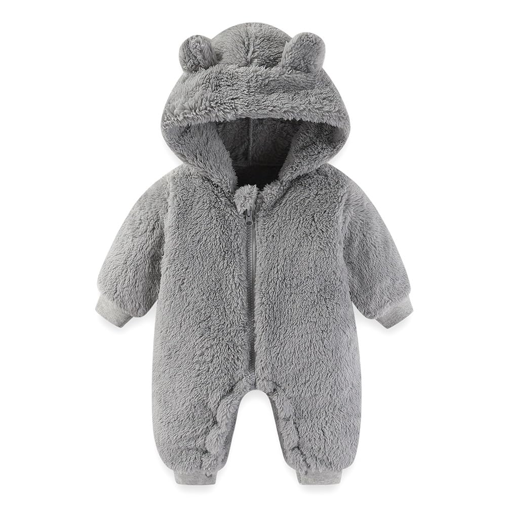 Photo 1 of AiWMGL Newborn Baby Bear Outfit Suit 9-12 Months Girls Boys Fleece Jumpsuit Romper Hooded Winter Snowsuit Clothes