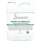 Soapeauty Sweet Almond Oil Cold Pressed Refined USDA Organic | 100% Pure Sweet Almond oil Available in Bulk | Carrier for Ess