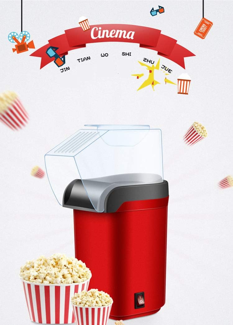 Popcorn Machine, Classic Hot Air Popcorn Maker No Fat Grease Free Automatic Popcorn Maker (Square red)