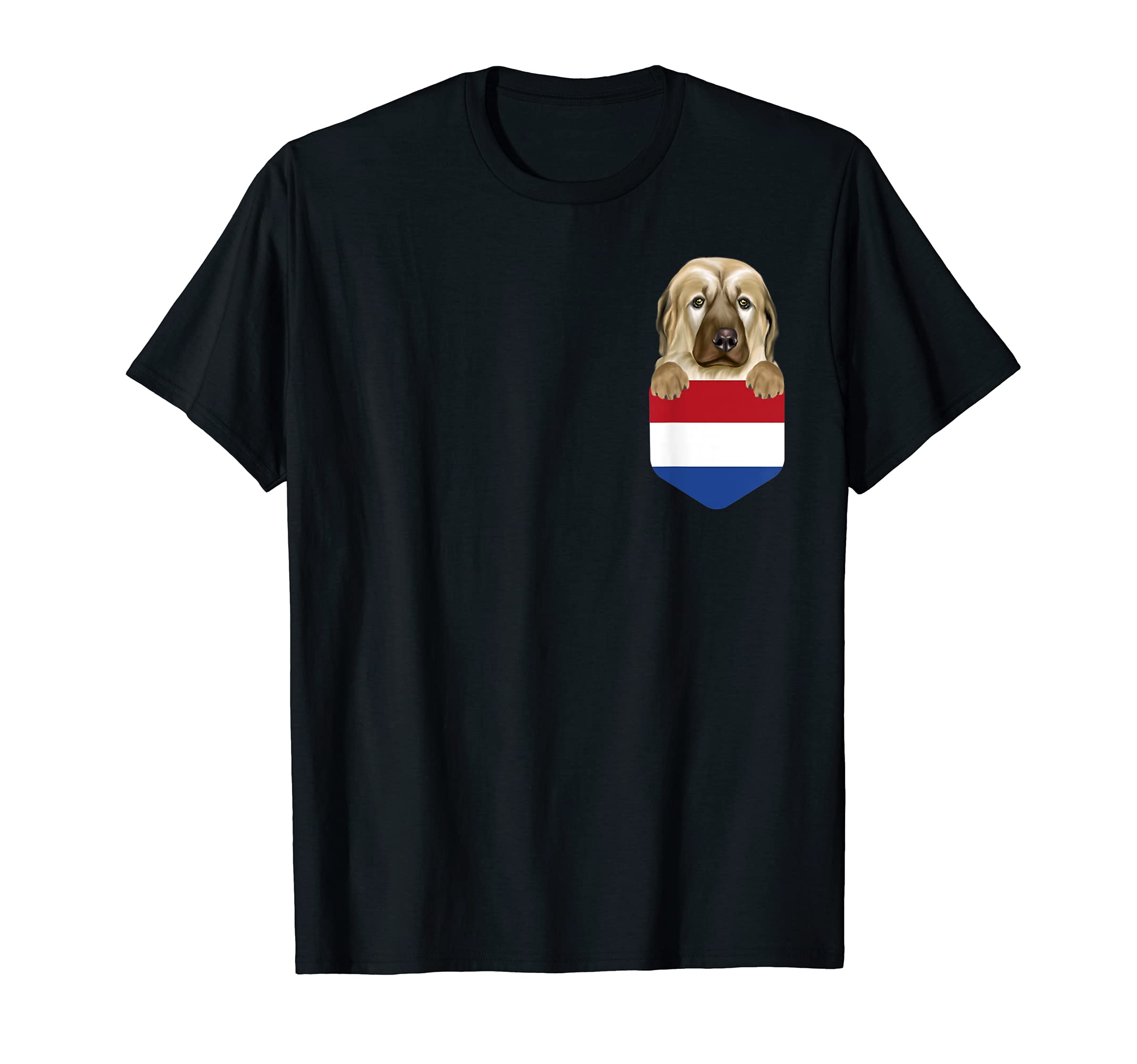 Netherlands Flag Anatolian Shepherd Dog Dog In Pocket T-Shirt