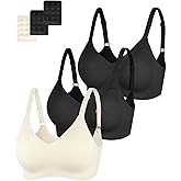 Eleplus 3 Pieces Women's Seamless Wireless Jelly Bras Comfortable Padded T-Shirt Push Up Bralettes Pack