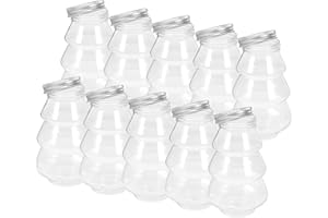 Hemoton 10pcs Plastic Juice Bottles with Lid - 500ml Christmas Tree Shaped Water Bottles Clear Candy Jar Empty Beverage Container for Smoothies, Milk, Party Favors