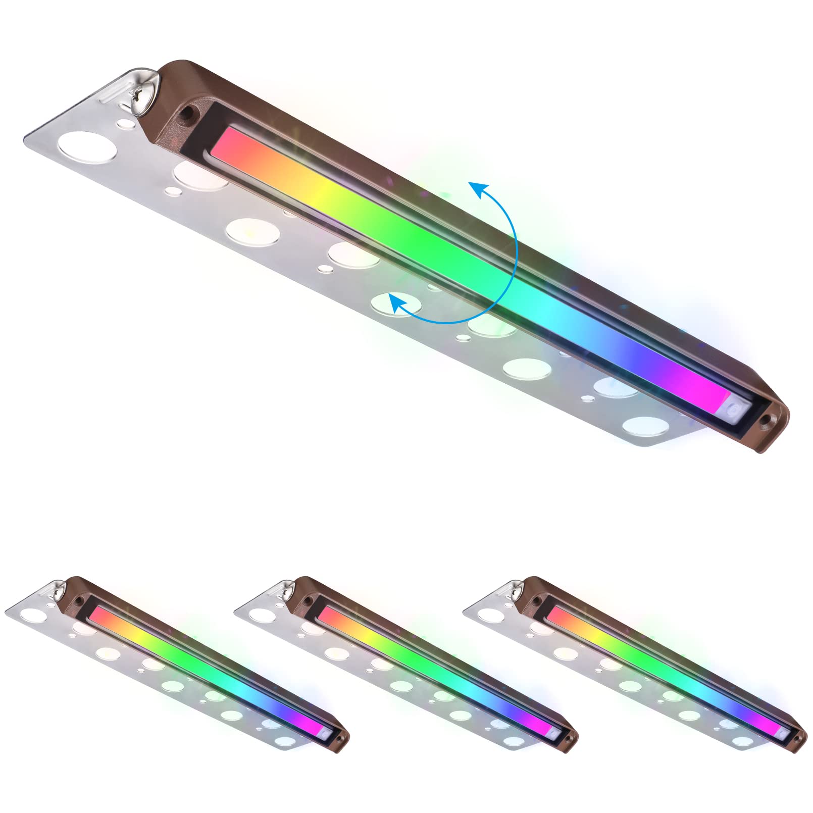 Photo 1 of LEONLITE 12 Inch 5W RGB Hardscape Lighting Low Voltage LED, Retaining Wall Lights Color Changing, LED Landscape Lighting, 12V-24V AC/DC, Swivel Paver Step Lights Outdoor, ETL Listed, Pack of 4