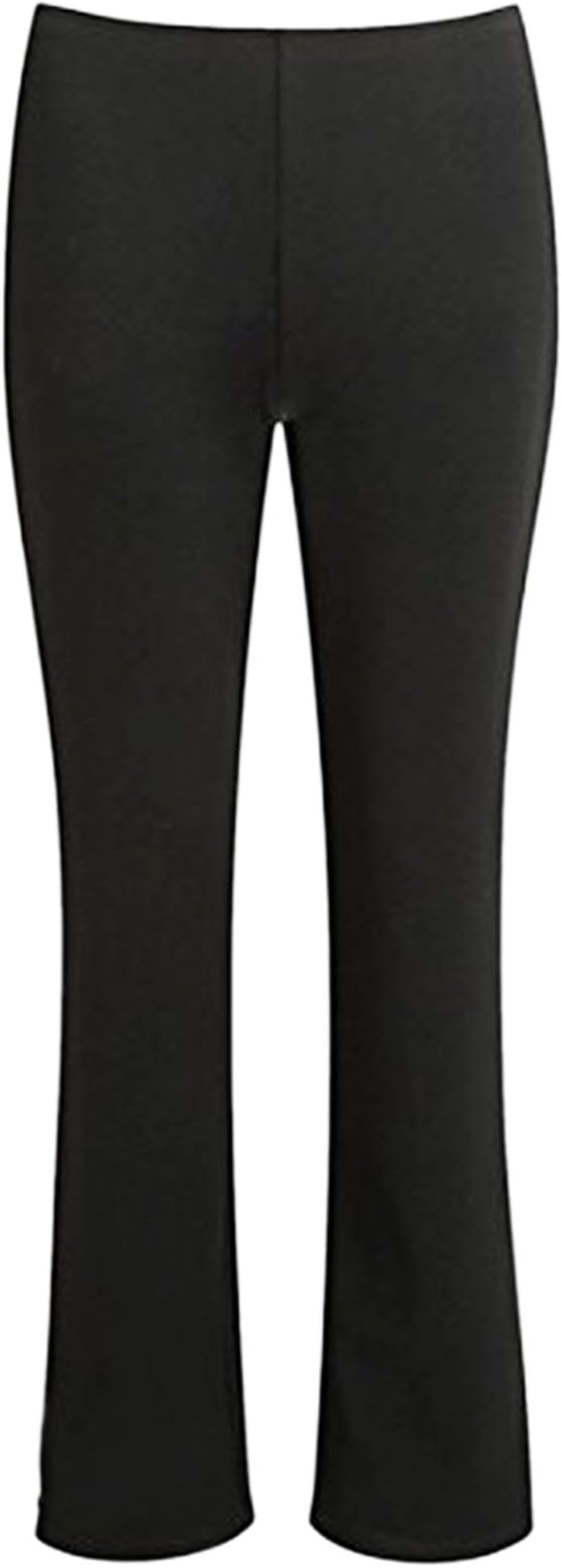 MyShoeStoreWomens Stretch Bootleg Trousers Ladies Ribbed Bootcut Elasticated Waist Pants Work Wear Pull On Bottoms Plus Big Sizes 8-26 Colour Balck, Grey, Navy Blue