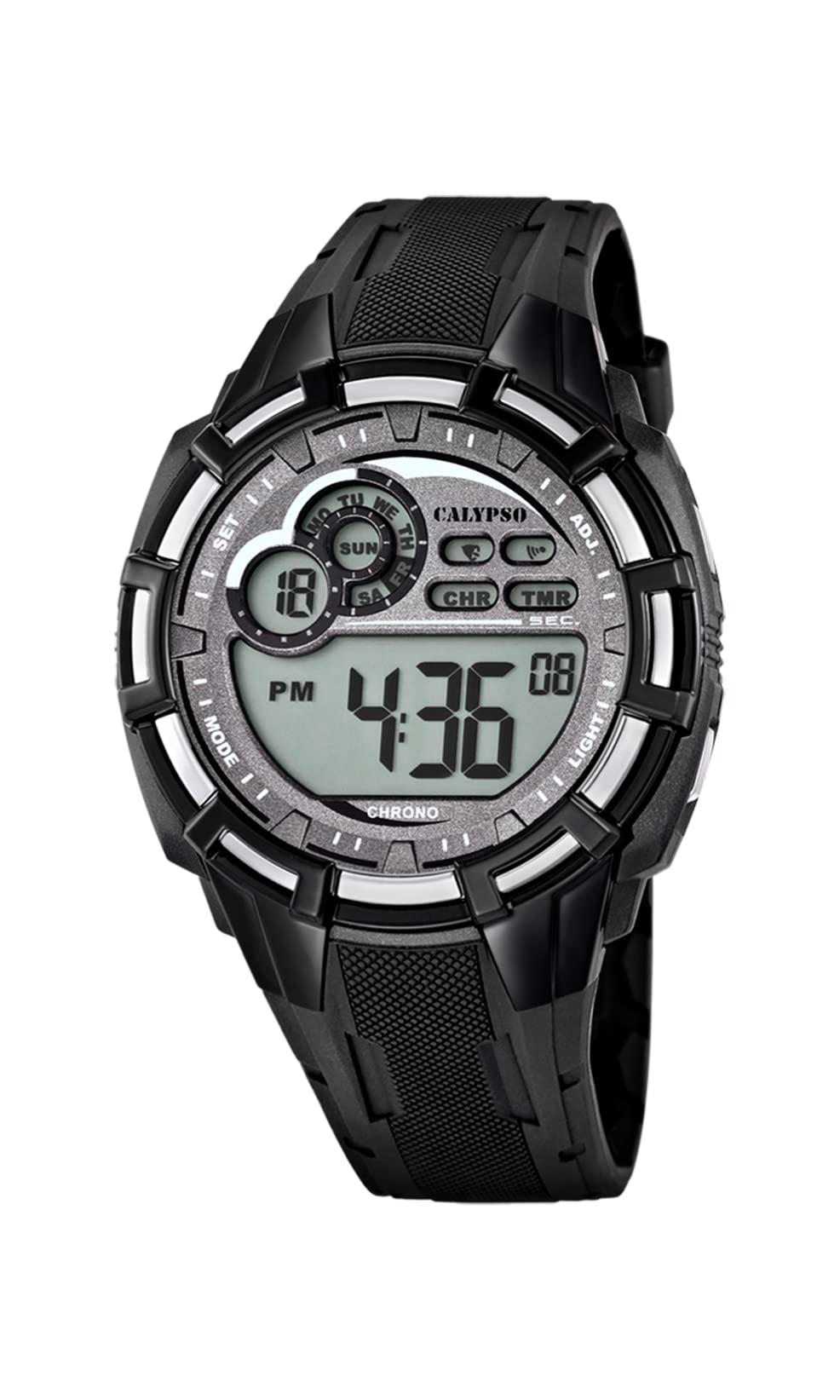 Calypso Men's Digital Watch with LCD Dial Digital Display and Black Plastic Strap K5625/1