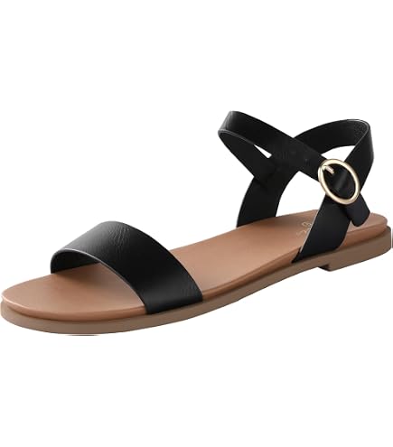 Amazon.com | Verdusa Women's One Band Ankle Strap Flat Sandals