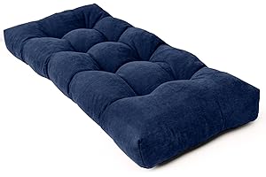 ROFIEJOX Bench Cushion 48 Inch - Chenille Fabric, High-Density Foam, Non-Slip Bottom, Soft Durable Indoor Tufted Long Seat Cushion for Window Garden Furniture (Deep Blue, 48x16x4 Inch)