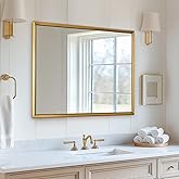 ANDY STAR Gold Rectangle Mirror, 30x40 Inch Mirror for Bathroom in Stainless Steel Metal Frame, Architectural Beveled Edge De