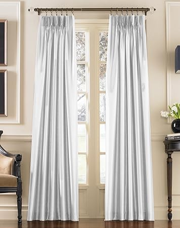 Amazon Com Marquee Faux Silk Pinch Pleat Back Tab Lined Curtain