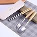 Portable Flatware Set, Travel Camping Cutlery Set, Knife Spoon Chopsticks Set, Portable Travel Silverware Dinnerware UtensilSet with a Waterproof Organizer box (1 set beachwood set)