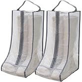 Fazhongfa Travel Bags for Luggage Packing, Clear Stackable Storage Dust Waterproof Shoe Bags in Closet 2 Set Hanging Bags (Clear Gray-Thigh Boot)