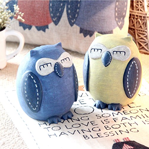 Eastyle Owl Child Piggy Bank for Kids Money Bank Toy Savings/Coin/Money Box Creative Cute Wedding Birthday Gift Blue - Thumbnail 2