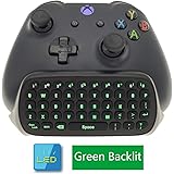 Whiteoak Xbox One S Chatpad Mini Backlit Gaming Keyboard Wireless Chat Message KeyPad with Audio/Headset Jack for Xbox One Elite & Slim Game Controller Gamepad - 2.4GHz Receiver Included -Black