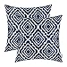 CaliTime Pack of 2 Soft Canvas Throw Pillow Covers Cases for Couch Sofa Home Decor Modern Quatrefoil Geometric 18 X 18 Inches Navy Blue