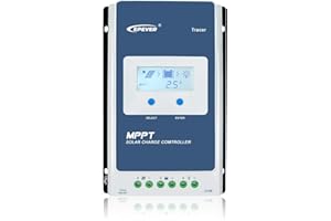 EPEVER MPPT Charge Controller 30A 12V 24V Auto Max PV 100V Solar Panel Generator Common Negative Ground Regulator Tracer3210AN with LCD Display for Gel AGM Flooded Sealed Lithium Battery (30A MPPT)