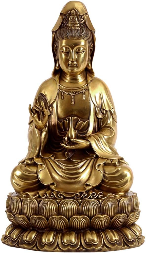 Amazon Com Zunruishop Feng Shui Ornaments Guanyin Buddha Statues Copper Meditation On Lotus Home Decoration Height 8 Buddhist Statues Desktop Collections Decor Sculptures Home Kitchen
