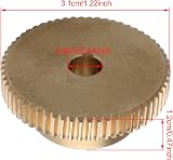 CNBTR Yellow Brass Gear Shaft 6mm Hole 31mm Outer Dia 60T Gear Wheel 0.5 Modulus view 6