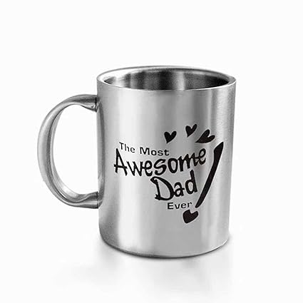 HotMuggsThe Most Awesome Dad Stainless Steel Mug, 350ml, Silver