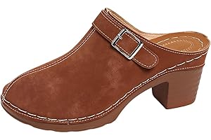 Ctreela Womens Platform Clogs Mules Chunky High Heeled Sandals Round Toe Slip On Slides Heels for Women Casual Comfy Shoes