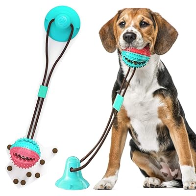PLYFUNS Upgraded Suction Cup Dog Toy - Molar Bite Interactive Dog Toy with Durable Rope and Suction Cup for Pulling/Chewing/Teeth Cleaning