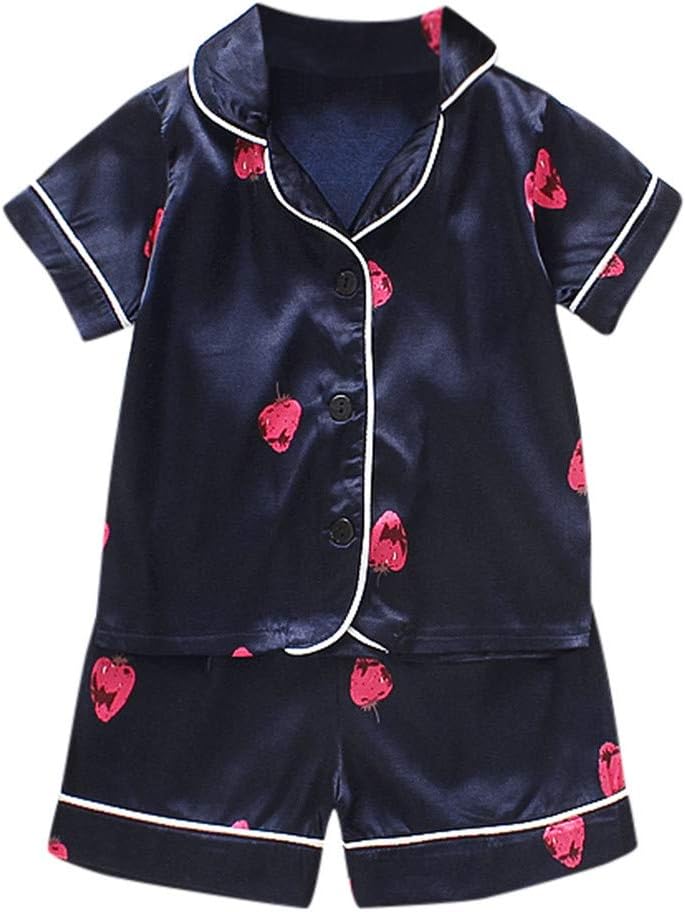 JulholdToddler Kids Baby Boys Girls Cartoon Pajamas Sleepwear T Shirt Shorts Clothes Set