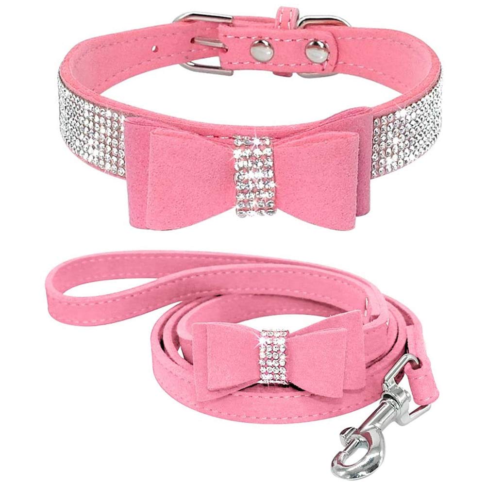 ETOPARS Rhinestone Dog Collar Leashes, Crystal Diamond Cat Dog Collar Leash Set, Cute Dazzling Dog Rhinestone Collar, Dog Collar Harness for Small & Medium Dogs