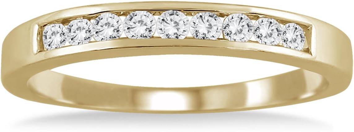 AGS Certified 1/4 Carat TW Channel Set Diamond Band in 10K Yellow Gold (K-L Color, I2-I3 Clarity)