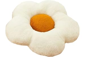 YILANLAN Cute Flower Cushion Plush Floor Pillow Casual Comfortable Pillow Office Living Room Bed Decoration Cushion Simple Room Decoration (40cm, Khaki)