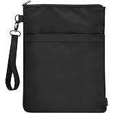 Book Sleeves with Zipper, Travel Book Protector Pouch for Paperbacks & Hardcover Books, Book Covers Bags Carry Case/Front Poc