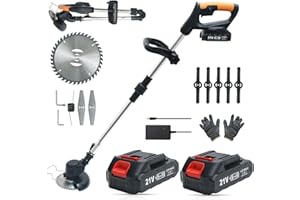 LOFINKU Cordless Weed Wacker,Electric Weed Eater,2 Batteries,Grass Trimmer Cordless,Black-A