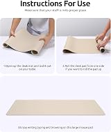 YSAGi Leather Desk Mat Large 60x35 cm Beige Non-Slip Waterproof view 9