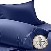 TEXAS LINEN CO. Luxuriously Soft 100% Cotton King Size Pillowcases, Navy Blue, Set of 2, Sateen Weave, Fade Resistant, Easy to Maintain