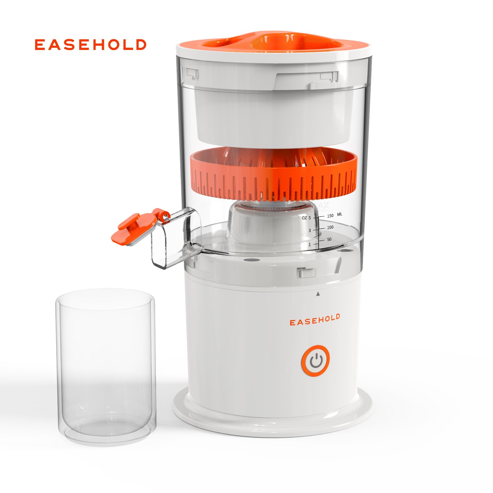 EASEHOLD Electric Citrus Juicer, Portable Juicer Rechargeable with 2 Juicer Cones and USB, Orange Juice Squeezer for Lemon, Lime, Grapefruit - Automatic Electric Fruit Juicer Hands-Free