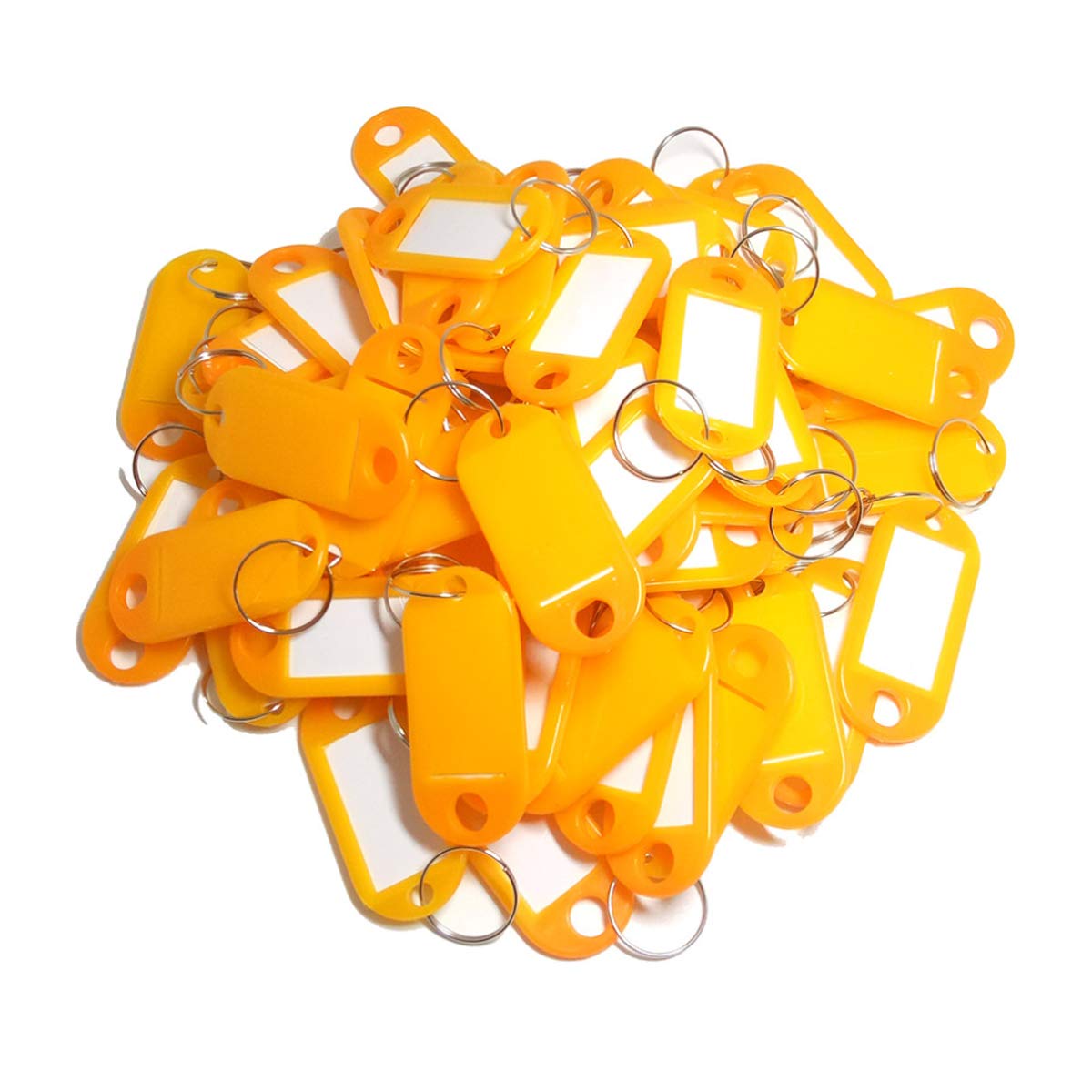 TOOLSTAR Key Labels, 100PCS Key ID Tags Key Labels Tags Plastic Key Tags, Tags with Key Rings as Key Fobs Luggage Pet Name Memory Stick Tags(Orange)