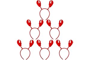 Aufee 6 Pcs Red Crab claw Decoration，Lobster Claw Headband for Ocean Theme Events Seafood Celebration Birthday Party Indoor Decoration（6，Red）