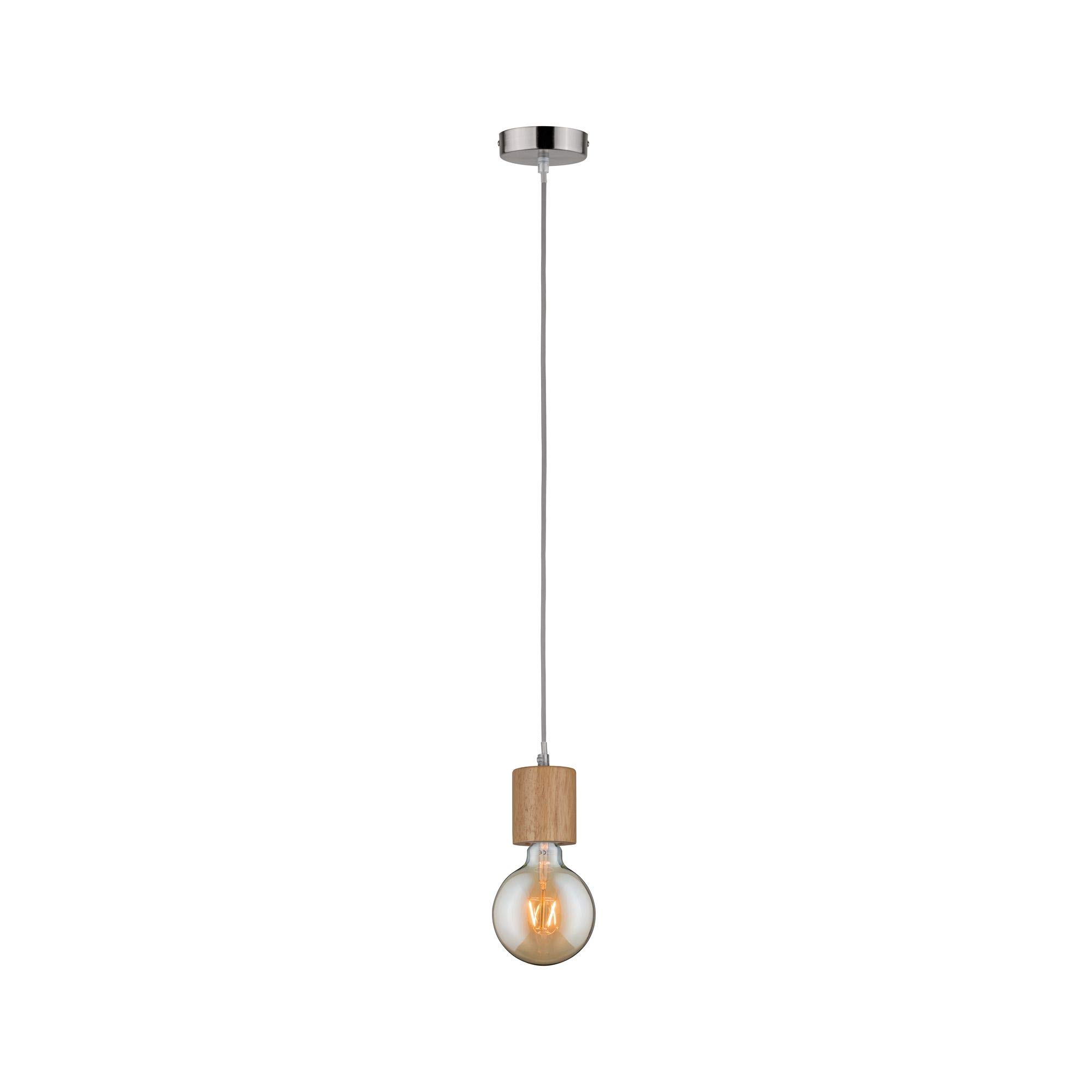 Paulmann Neordic Talin 79698 Pendant Light Max. 1 x 20 W Pendant Light for E27 Lamps Ceiling Light Iron 230 V Wood/Metal Without Bulb Brushed