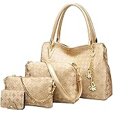Pahajim Women Fashion Handbags set 4pcs PU Leather shoulder Bags Tote Bags Wallets Butterfly Chain Accessories