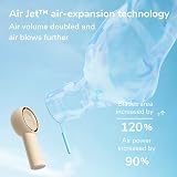 JISULIFE Handheld Turbo Fan 5 Speeds 4000mAh USB Rechargeable Brown view 2