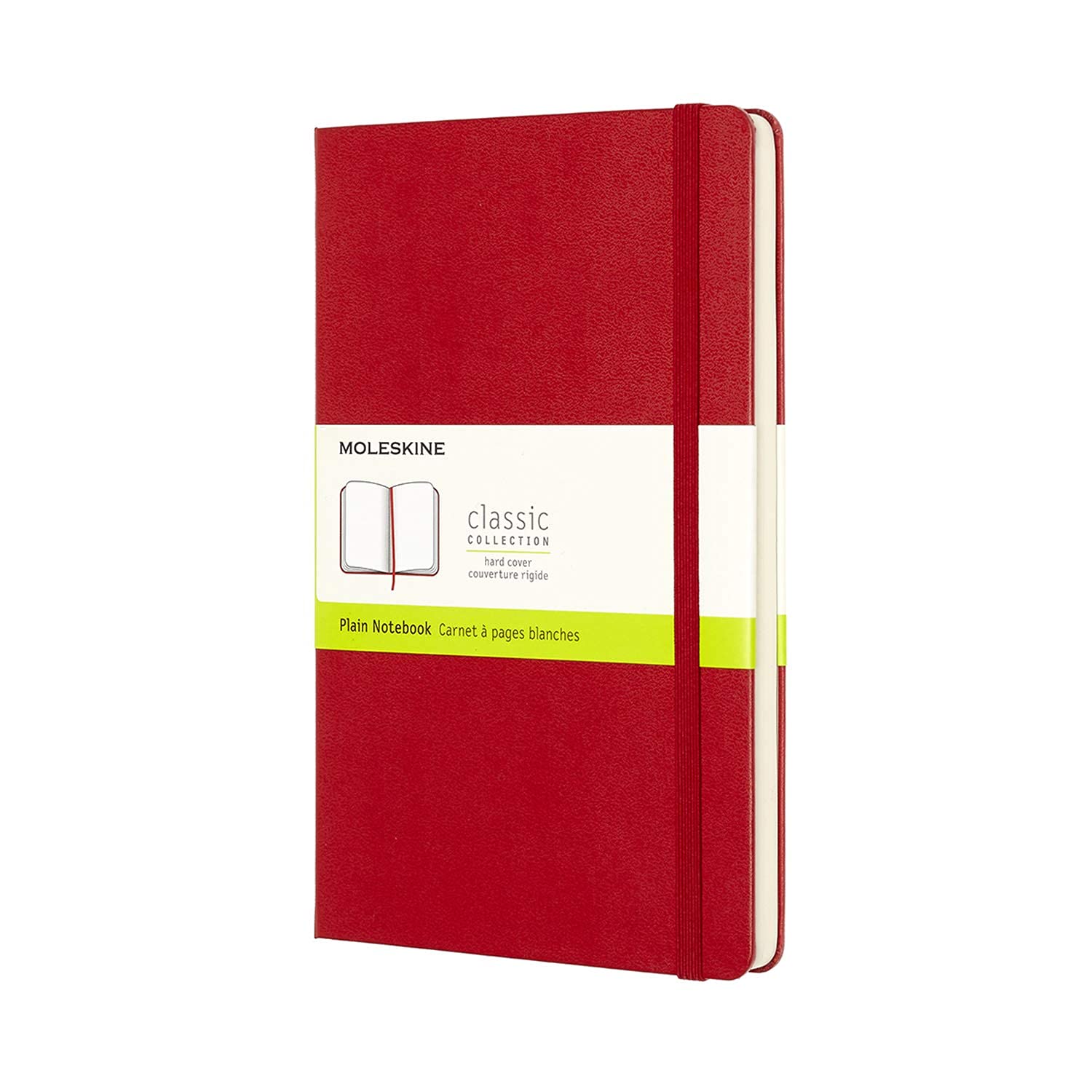 Moleskine Classic Plain Paper Notebook, Hard Cover and Elastic Closure Journal, Color Scarlet Red, Size Large 13 x 21 cm, 240 Pages