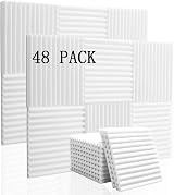 Warmiehomy 48 Pack Acoustic Foam Panels 12x12x1 Sound Proofing White/Black
