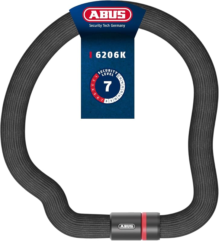 Kettenschloss Goose Lock – biegsames, klapperfreies Fahrradschloss aus gehärtetem Stahl – 6 mm stark – 110 cm lang – mit Schlüssel – Schwarz